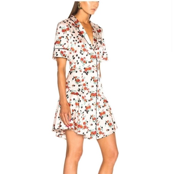 ALC Floral Silk Ruthie Pajama Dress Pink Black Red Size 8 - Picture 2 of 12